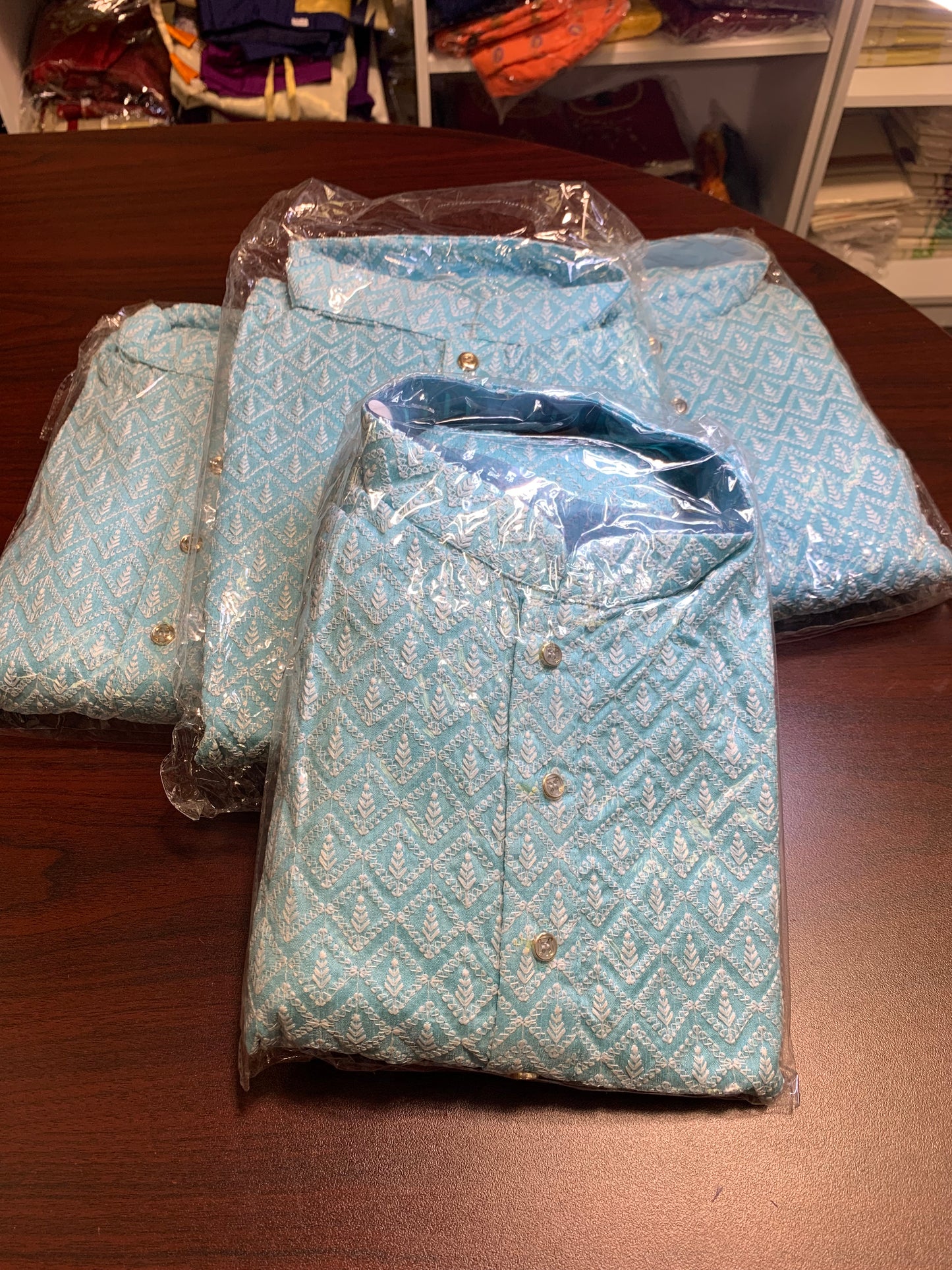 Gents sky blue Lucknowi work kurta