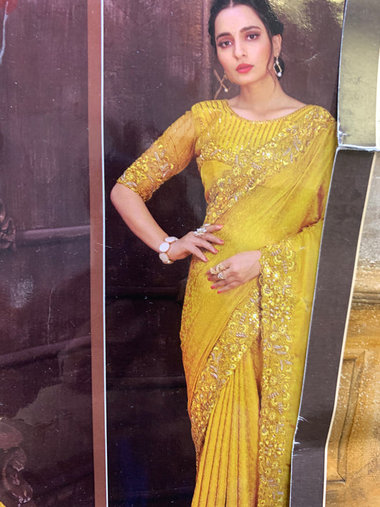 Satin georgette part wear saree