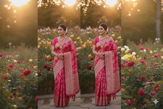 Banarasi silk saree- Rani pink /Magenta shade