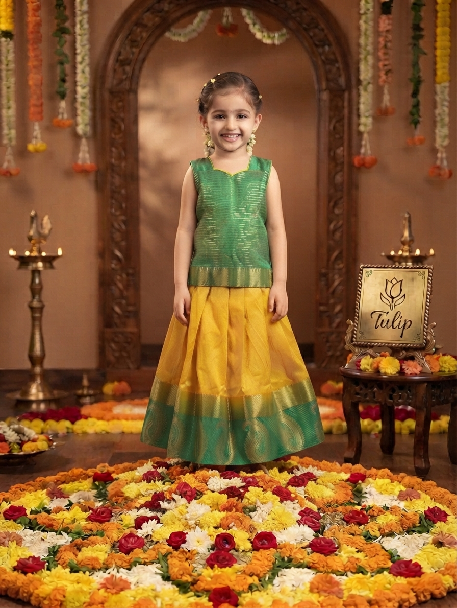 Girls silk skirt and top