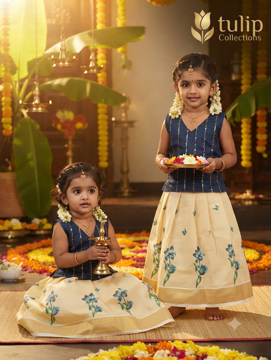 Girls onam skirt and top