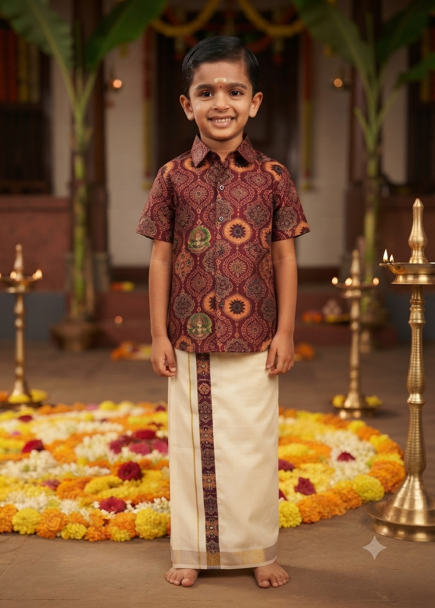 Boys combo shirt and mundu-10 year