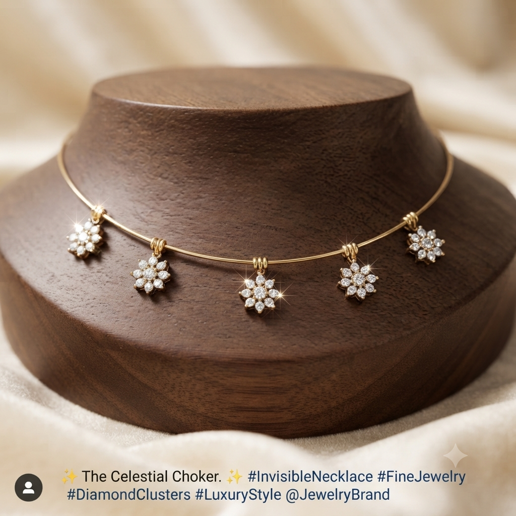 Invisible diamond cut necklace
