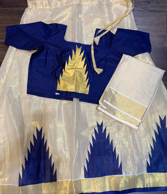 Ready to wear temple border kerala kasavu davani set