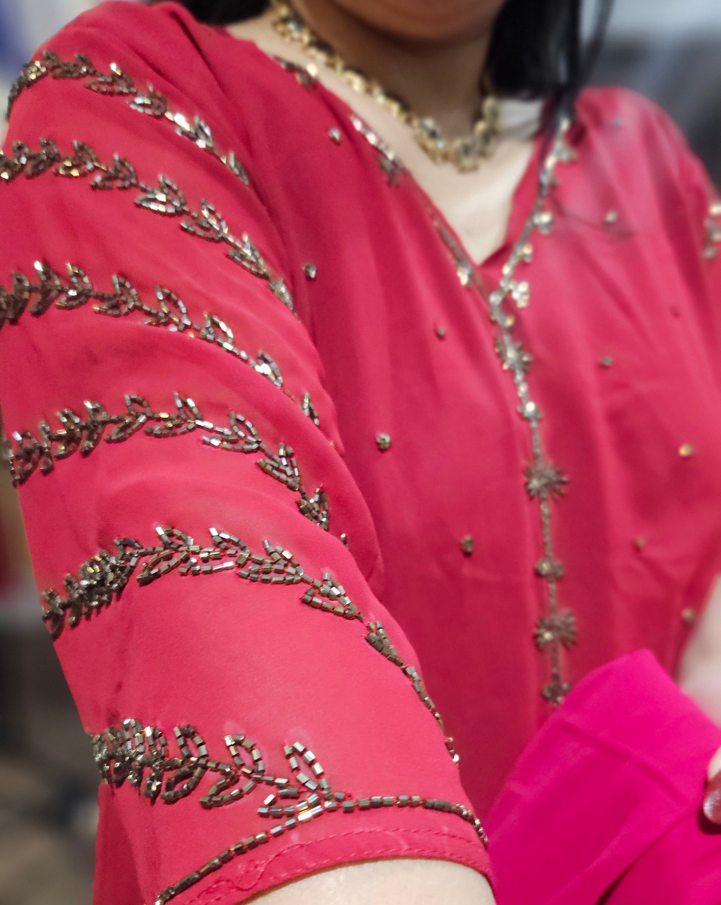 Elegant Georgette dress in Maroon red colour