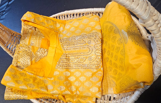 Ready to wear 3 pieces suit in yellow colour