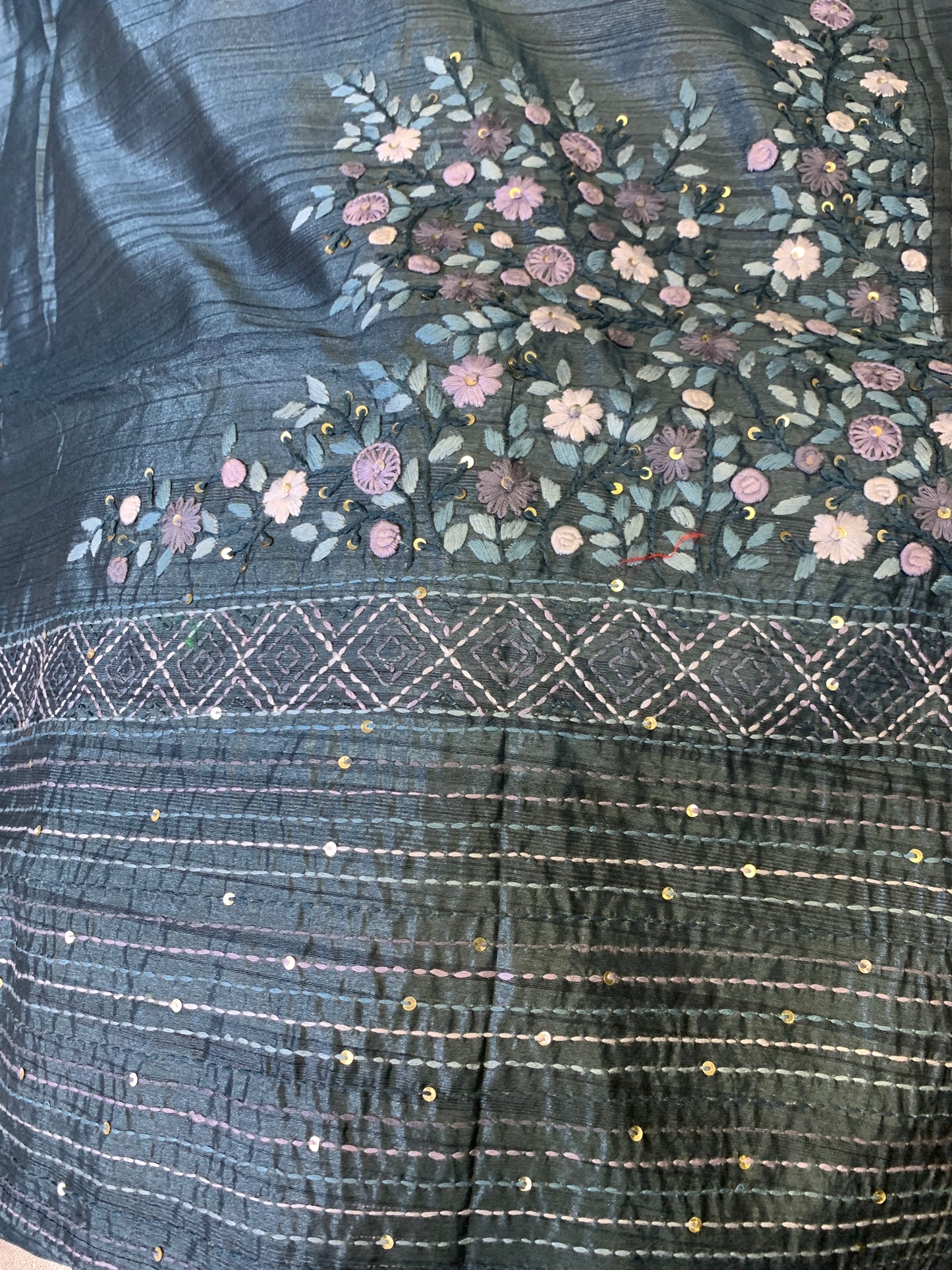 Tassar hand work saree