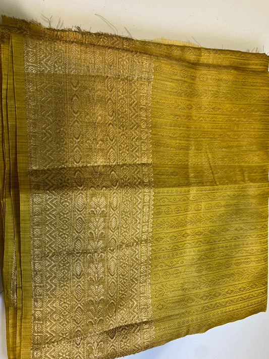 Dark gold art silk saree- stitched blouse