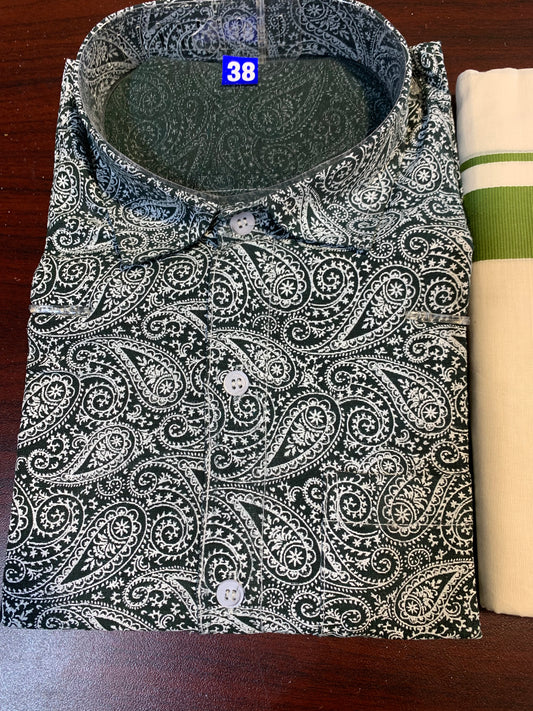 Men’s dark green printed shirts