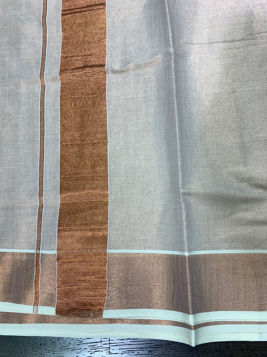 Copper rose gold tissue saree with blouse material