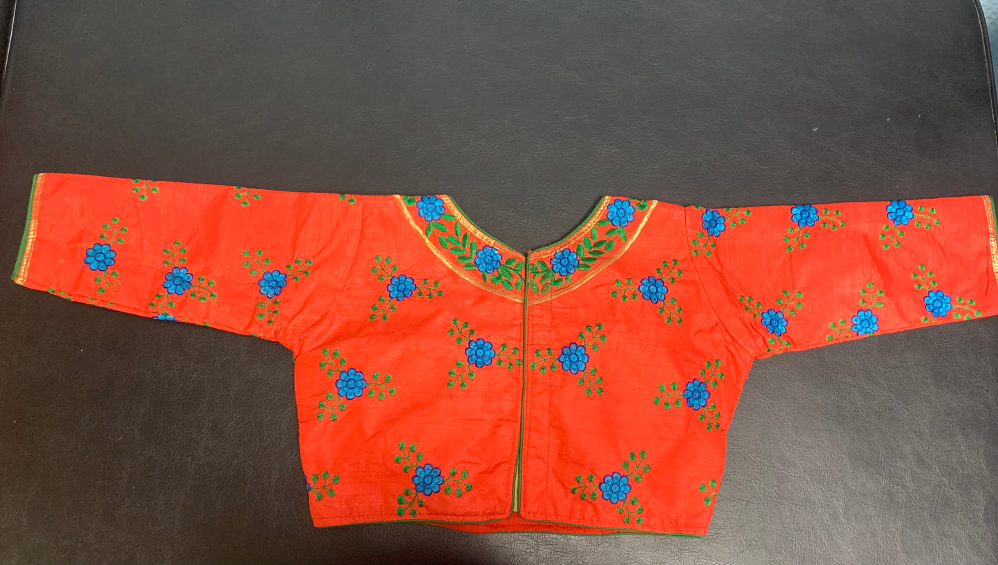 Red design printed ready made blouse