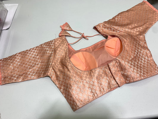 Light pink brocade ready made blouse