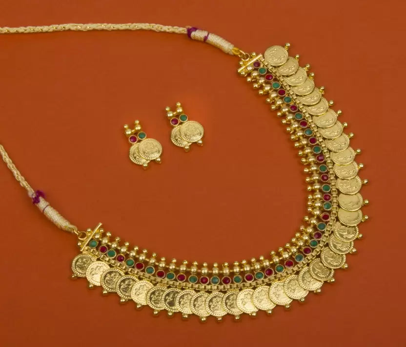 Brass Gold-plated Gold Jewel Set (Pack of 1)