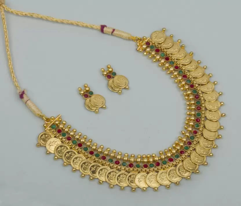 Brass Gold-plated Gold Jewel Set (Pack of 1)