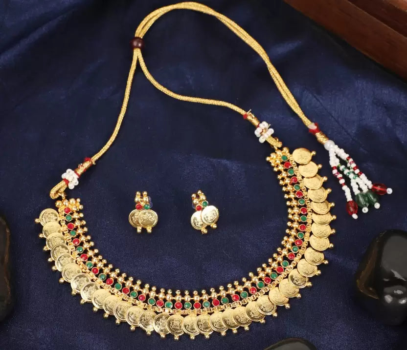 Brass Gold-plated Gold Jewel Set (Pack of 1)