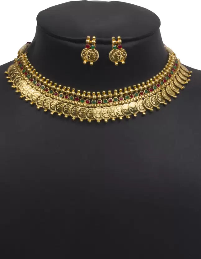 Brass Gold-plated Gold Jewel Set (Pack of 1)