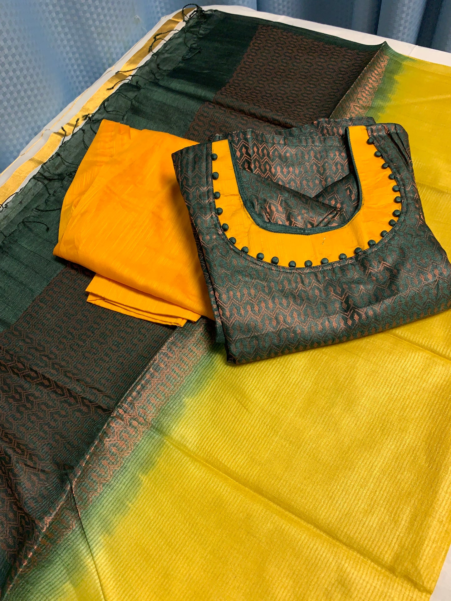 Pure silk top with pure silk duppata and straight pant