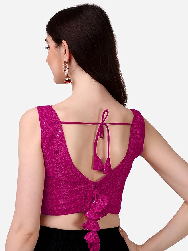 Women's Georgette Sipali Sequin Work Sleeveless Readymade Blouse