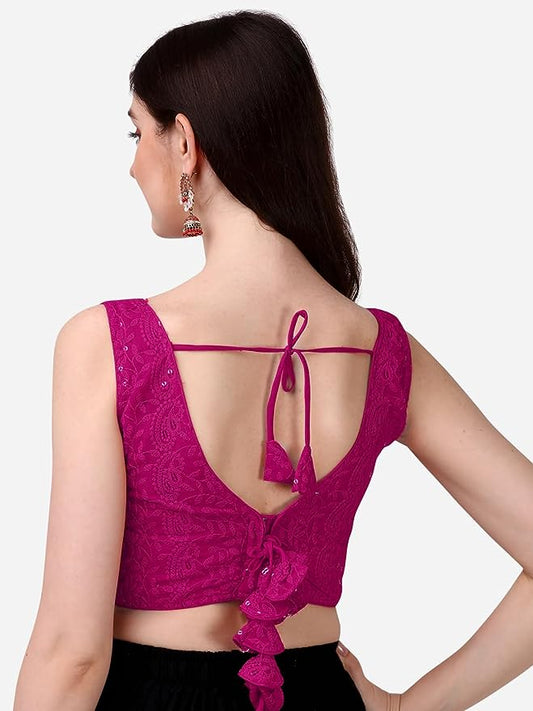 Women's Georgette Sipali Sequin Work Sleeveless Readymade Blouse