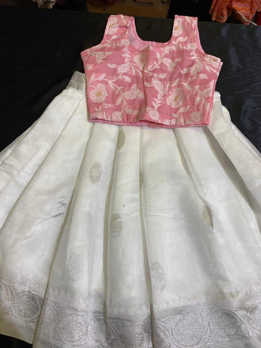 Girls pink and white skirt $ top