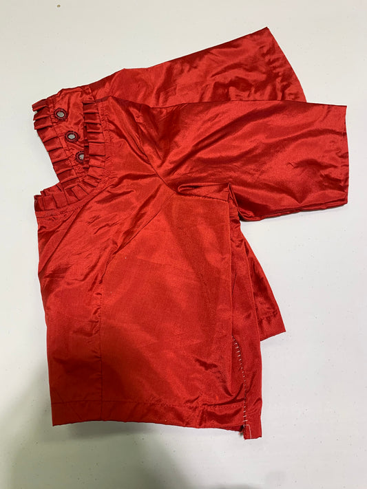 Red mirror work neck ready made blouse