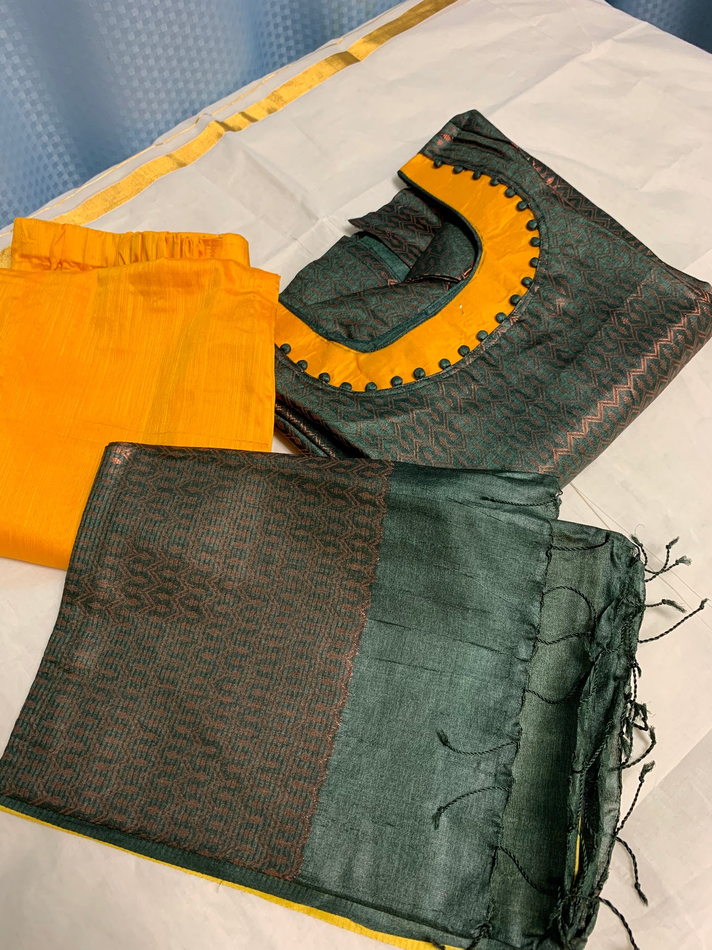 Pure silk top with pure silk duppata and straight pant