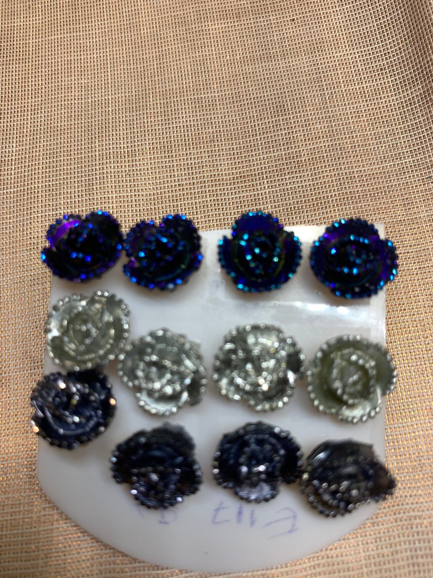 Blue and white small floral stud earrings