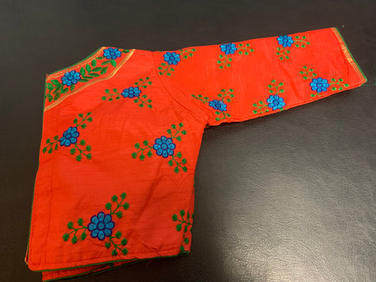 Red design printed ready made blouse