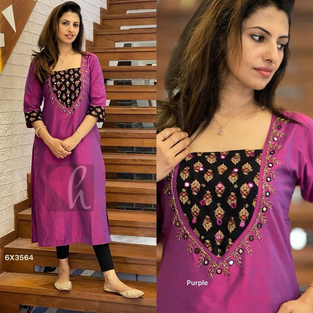 Ready made slub silk kurti