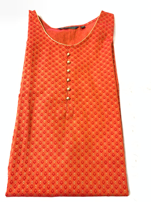 Orange printed cotton kurthi