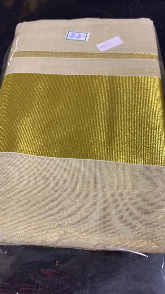Kerala cotton kasavu saree with 5 inch kasavu border