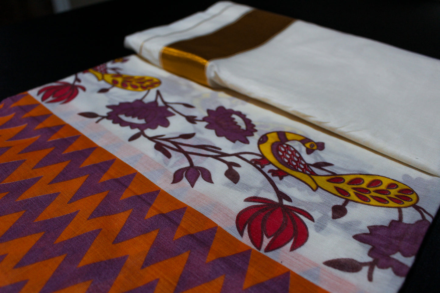 Multicolour Peacock Kerala Saree
