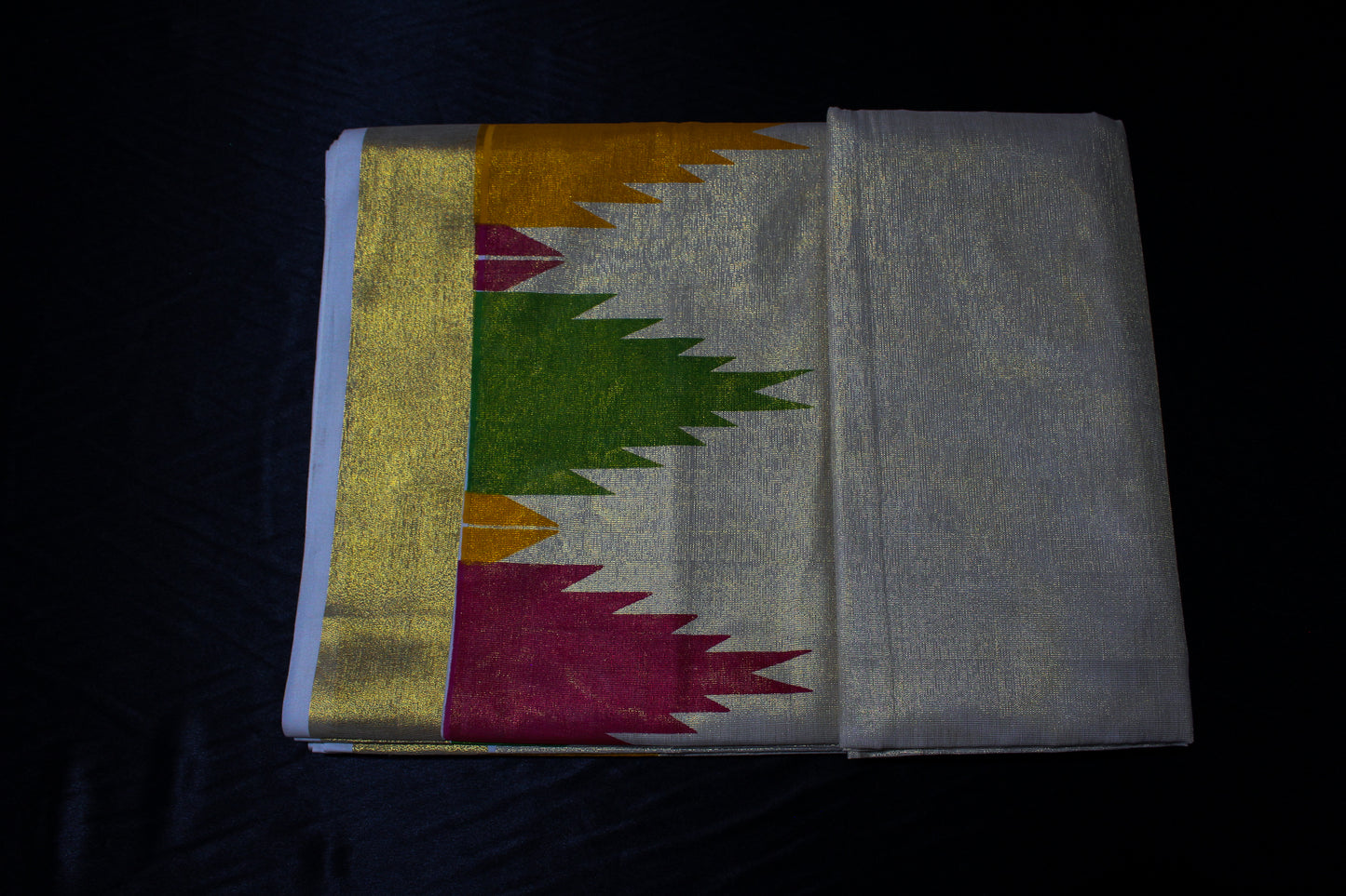Multicolour Gold Tissue Kerala Saree