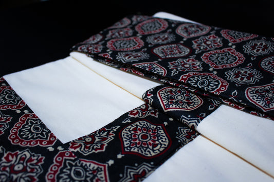 Ajrakh Patched Saree with Blouse