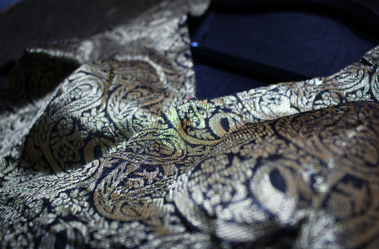 Black and Gold with Bow Back Blouse