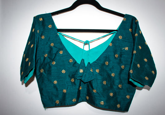 Emerald Green and Gold Blouse