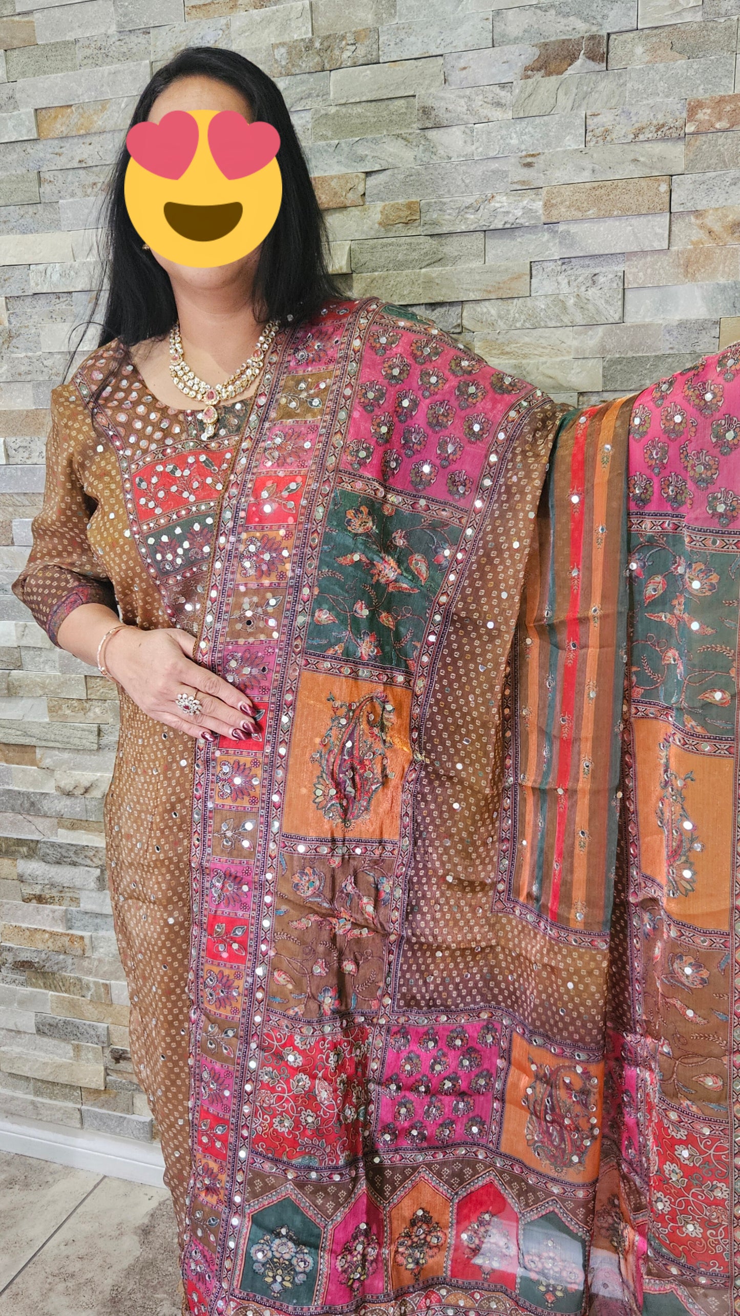 3 pc ready to wear palazo suit set-Multi colour