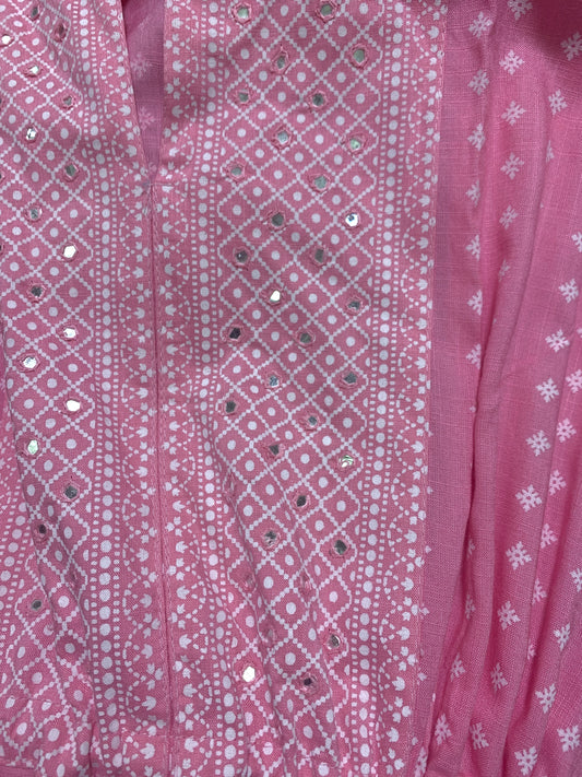 Long Party Wear Pink print Gown