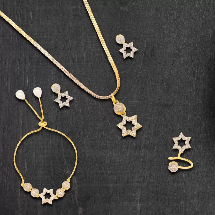 Alloy Gold-plated Gold, Silver Jewel Set (Pack of 1)
