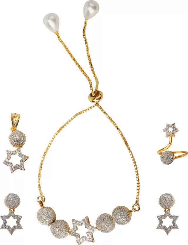 Alloy Gold-plated Gold, Silver Jewel Set (Pack of 1)