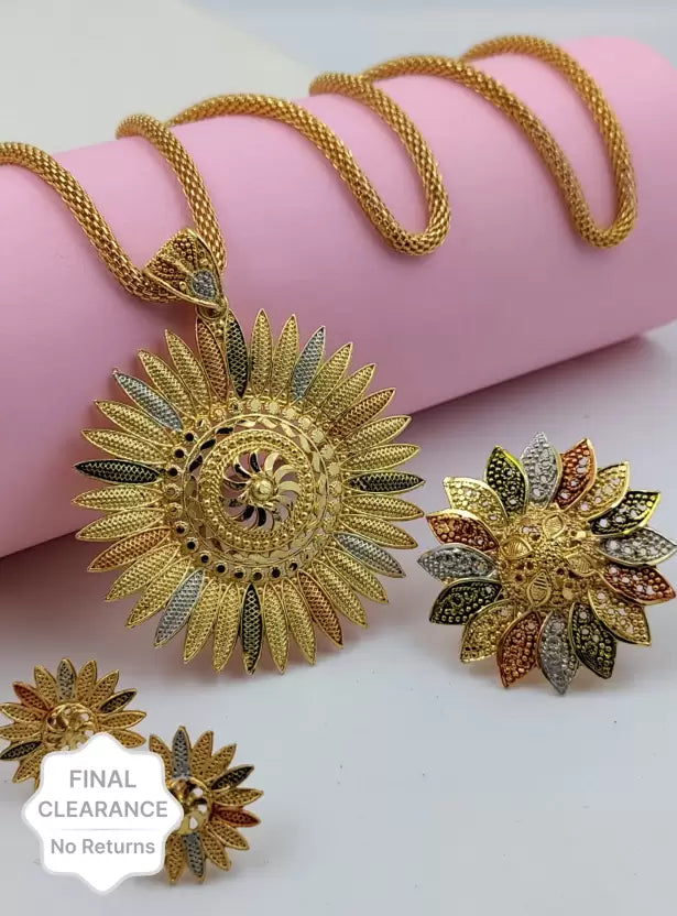 Brass Gold-plated Multi-color Jewel Set (Pack of 1)