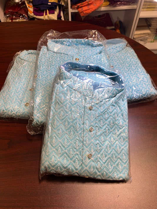 Gents sky blue Lucknowi  work kurta