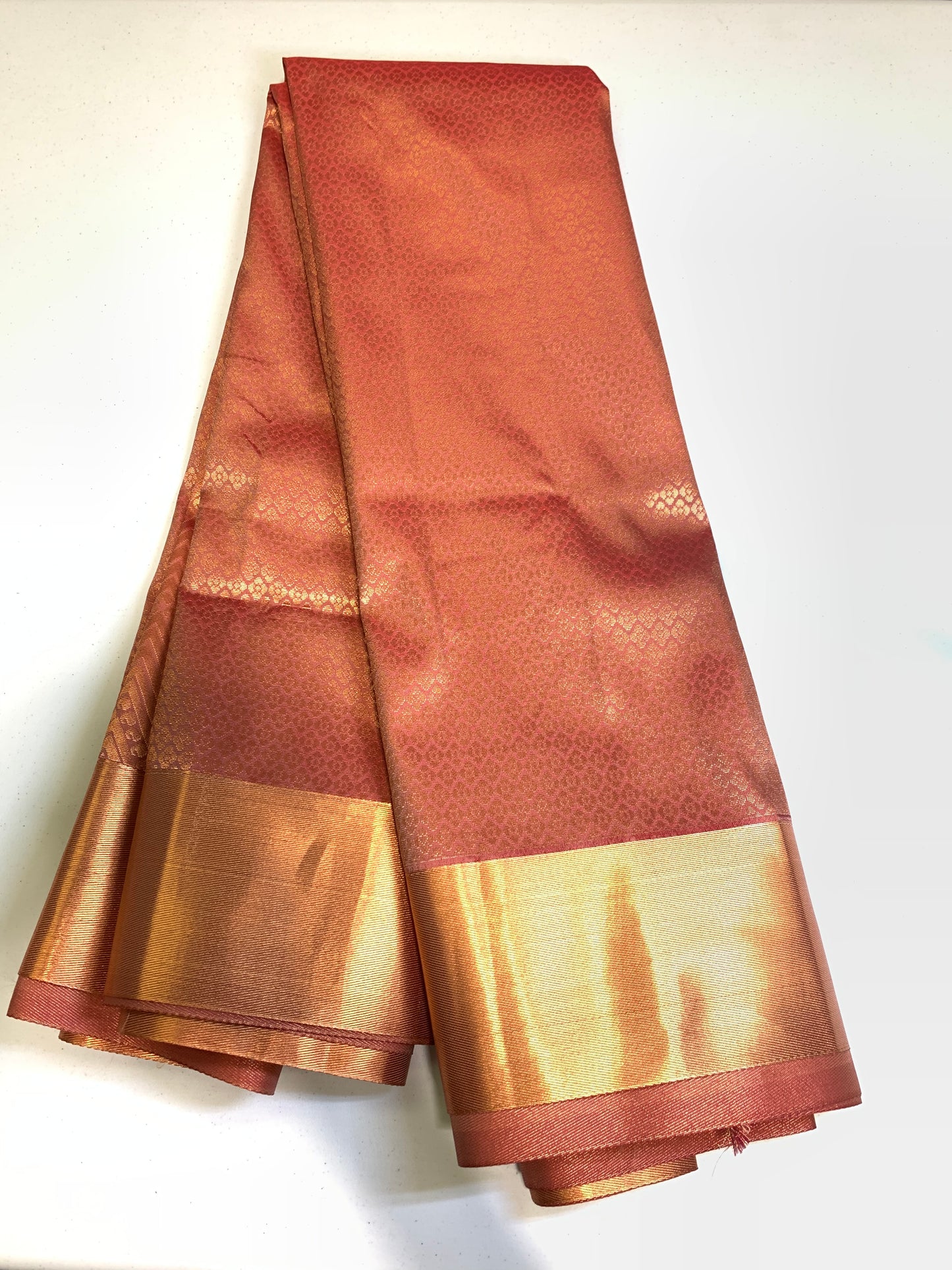 Red copper zari Art Silk Saree (unstitched blouse)