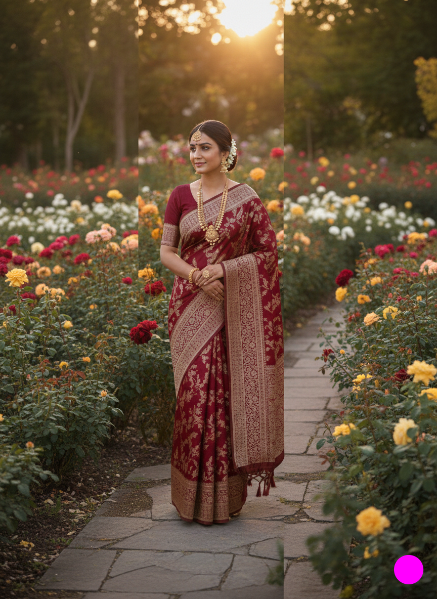 Banarasi silk saree in maroon colour