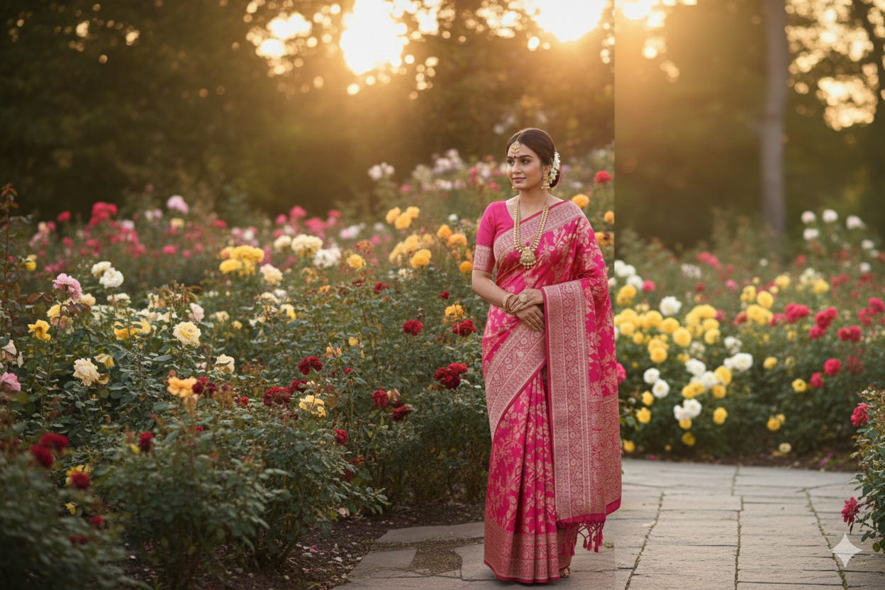 Banarasi silk saree- Rani pink /Magenta shade