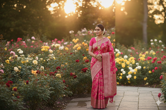 Banarasi silk saree- Rani pink /Magenta shade