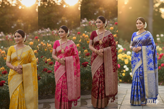 Banarasi silk saree in royal blue colour