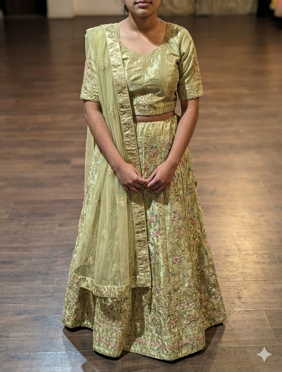 Party wear Lehenga in sage green colour
