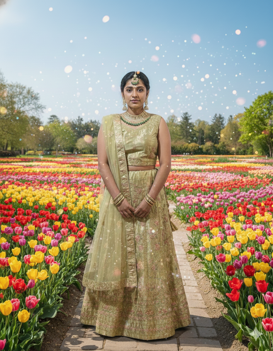 Party wear Lehenga in sage green colour