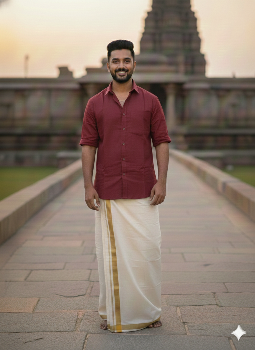 Gents half sleeve maroon shirt